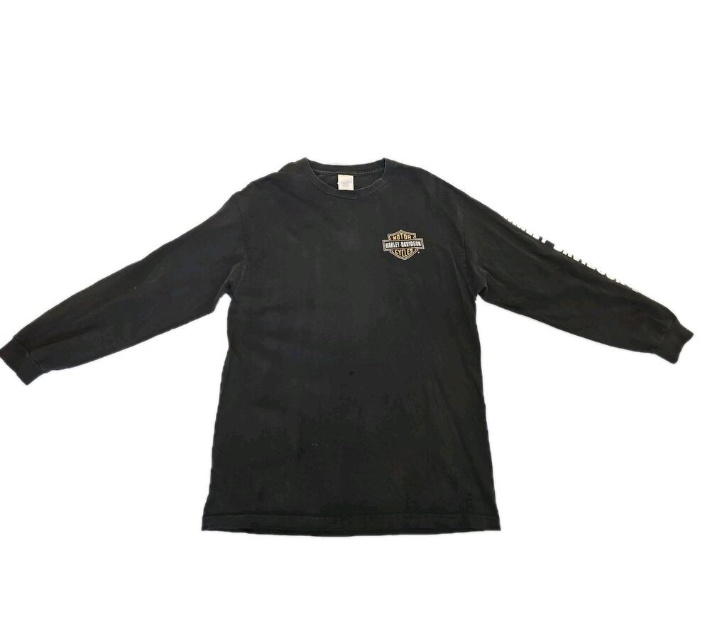 VINTAGE Harley Davidson T-Shirt Men's Large Black Live To Ride Indiana Graphic